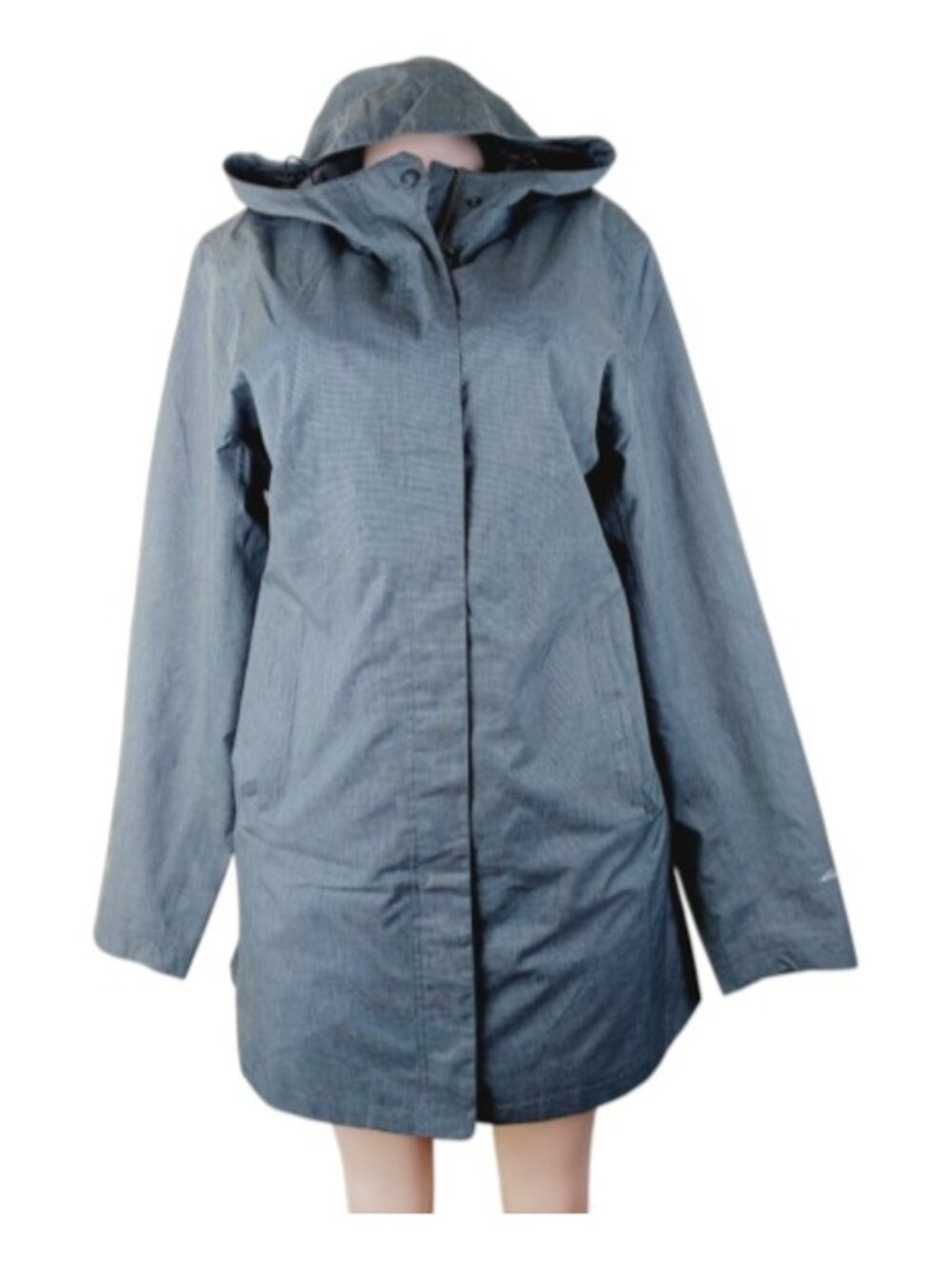 Eddie Bauer Women's Gray Texture Weatherproof Outdoor Long Rain Jacket Size XL